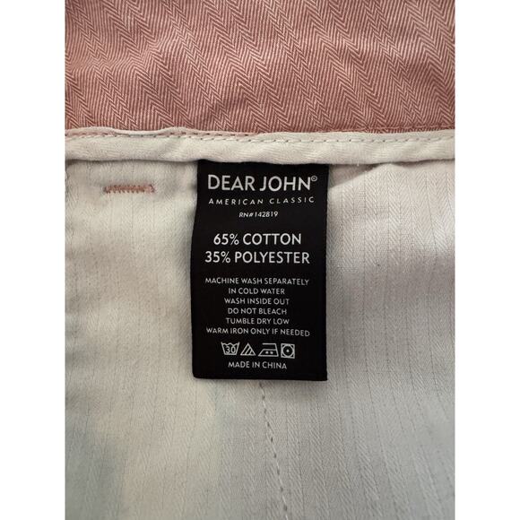 Dear John Womens Shorts Pink Herringbone Dressy Trouser Chino Preppy Size 31 - Picture 4 of 6